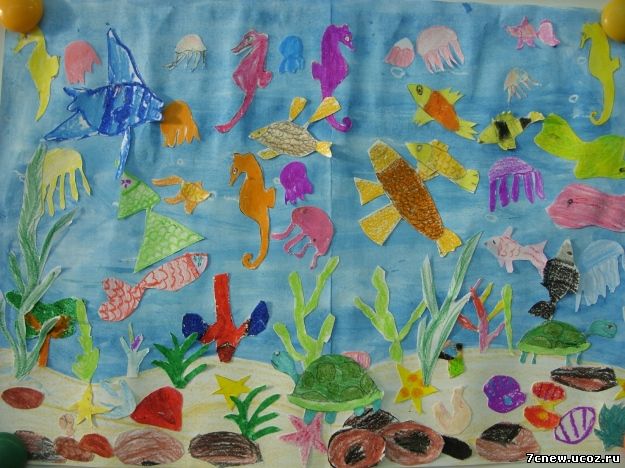 Подводный мир средней группе. Коллективная работа в детском саду на тему подводный мир не трудная.